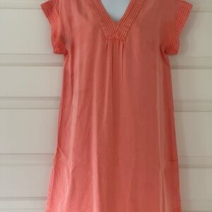 Elegant Coral V-Neck Dress
